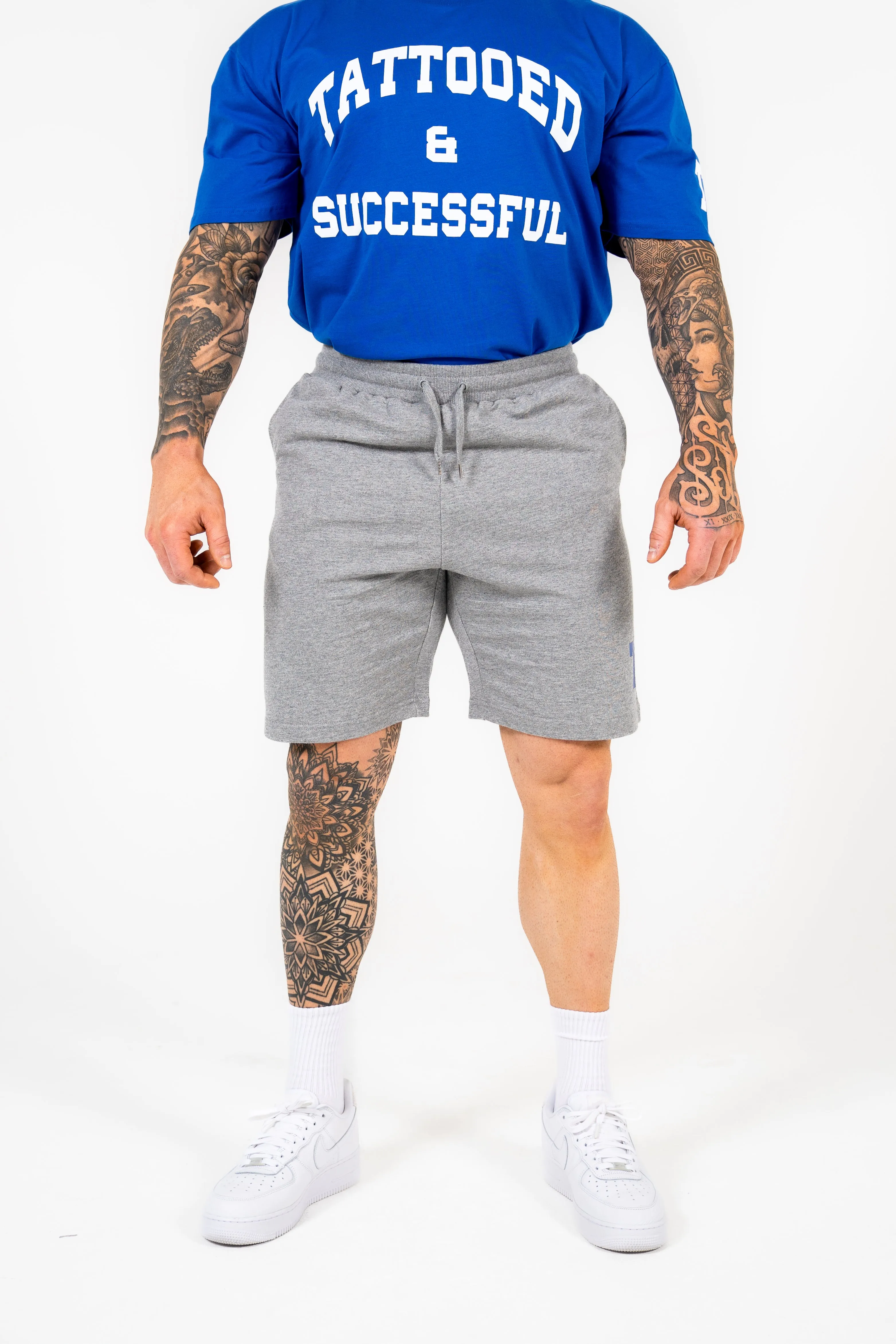 WKND Mens Comfort Shorts - Heather Grey w/ Royal