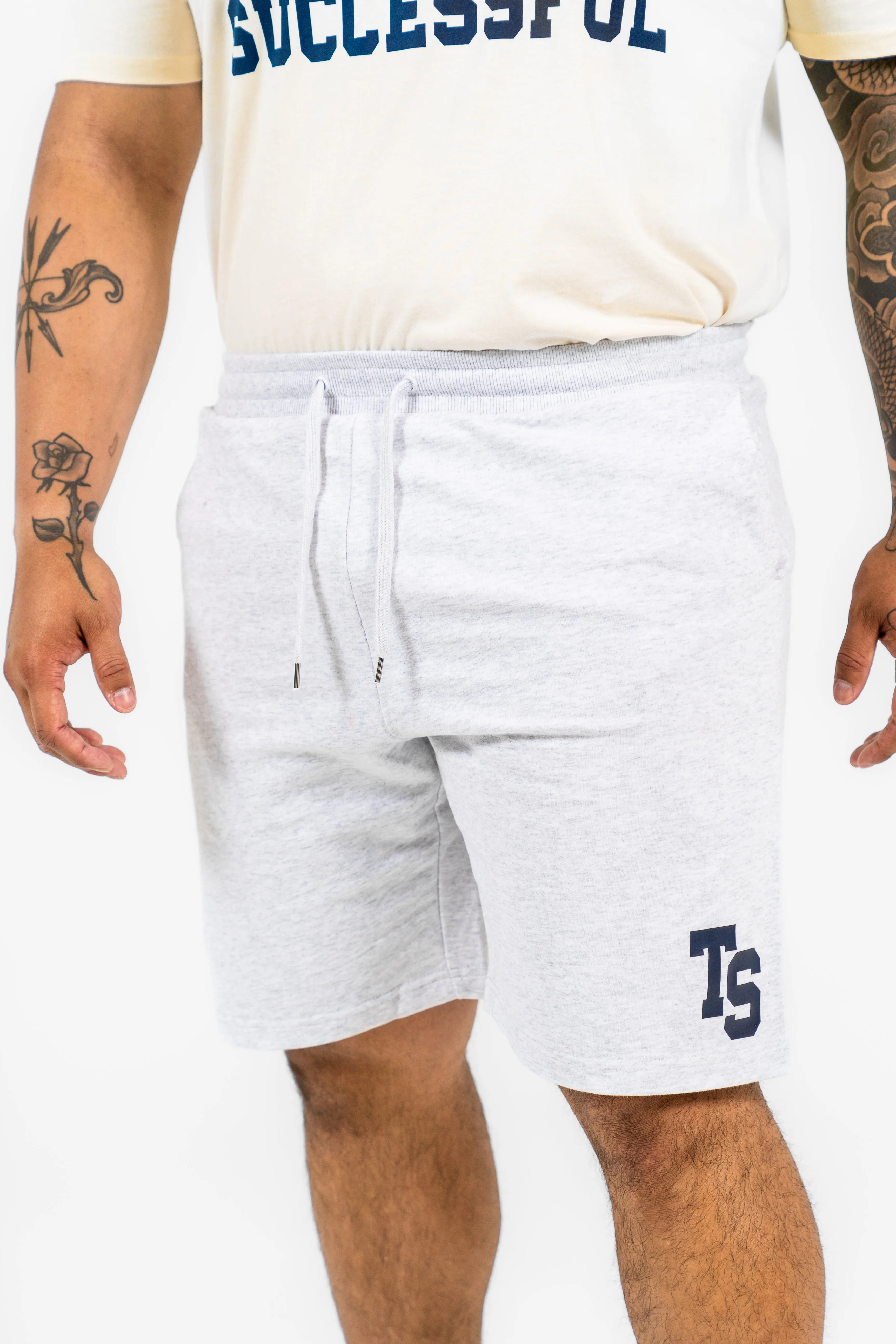 WKND Mens Comfort Shorts - White Heather w/ Navy