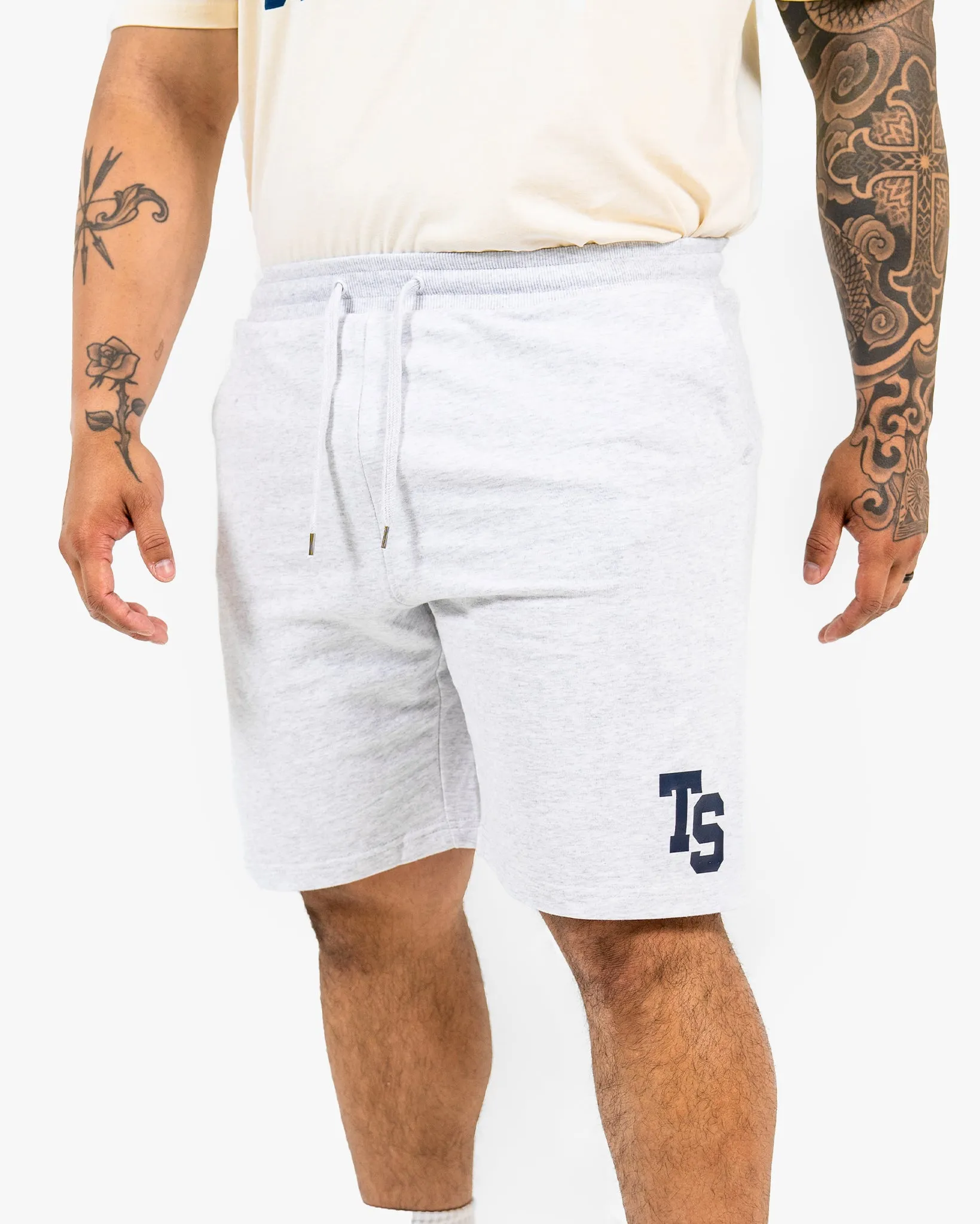 WKND Mens Comfort Shorts - White Heather w/ Navy