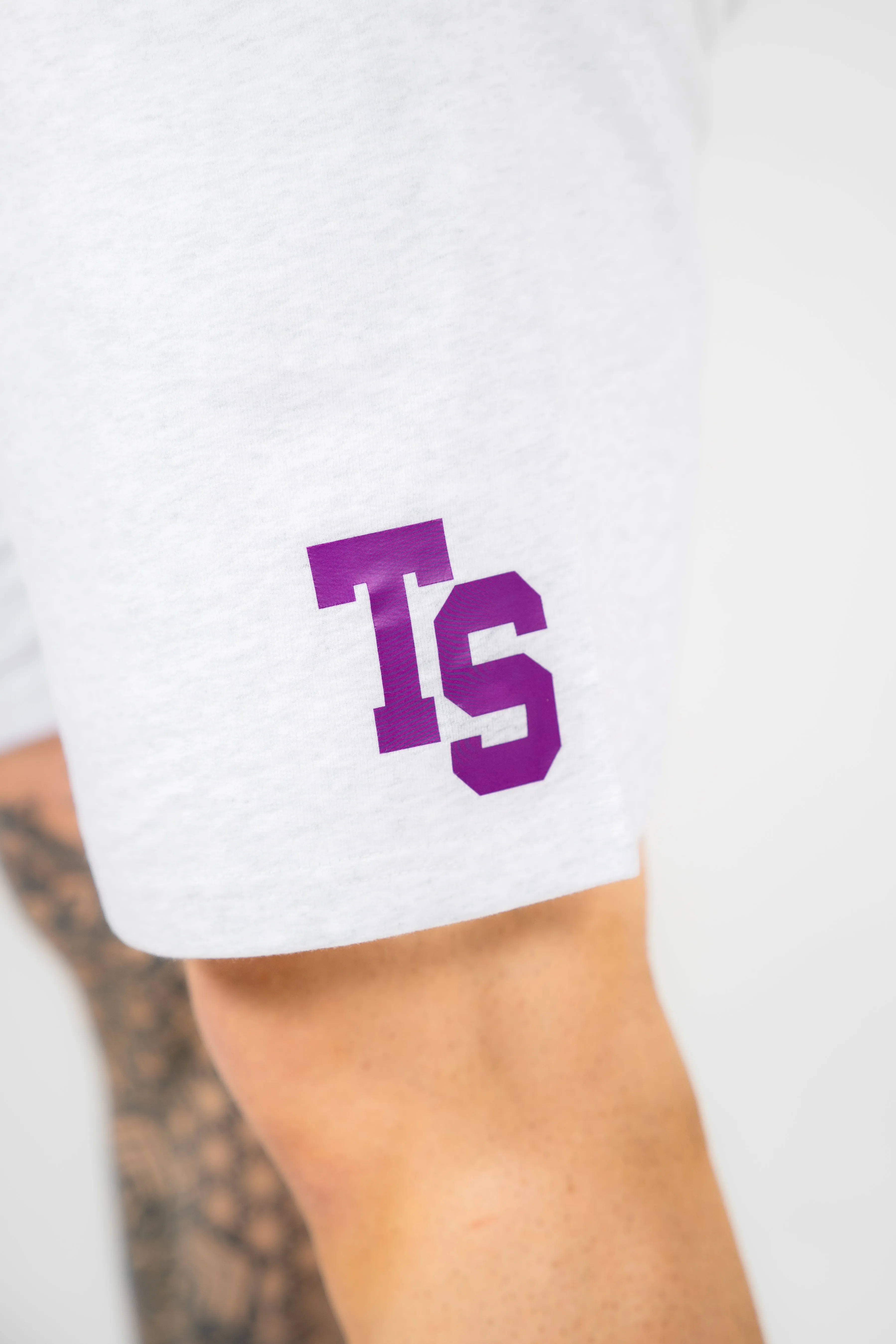 WKND Mens Comfort Shorts - White Heather w/ Purple