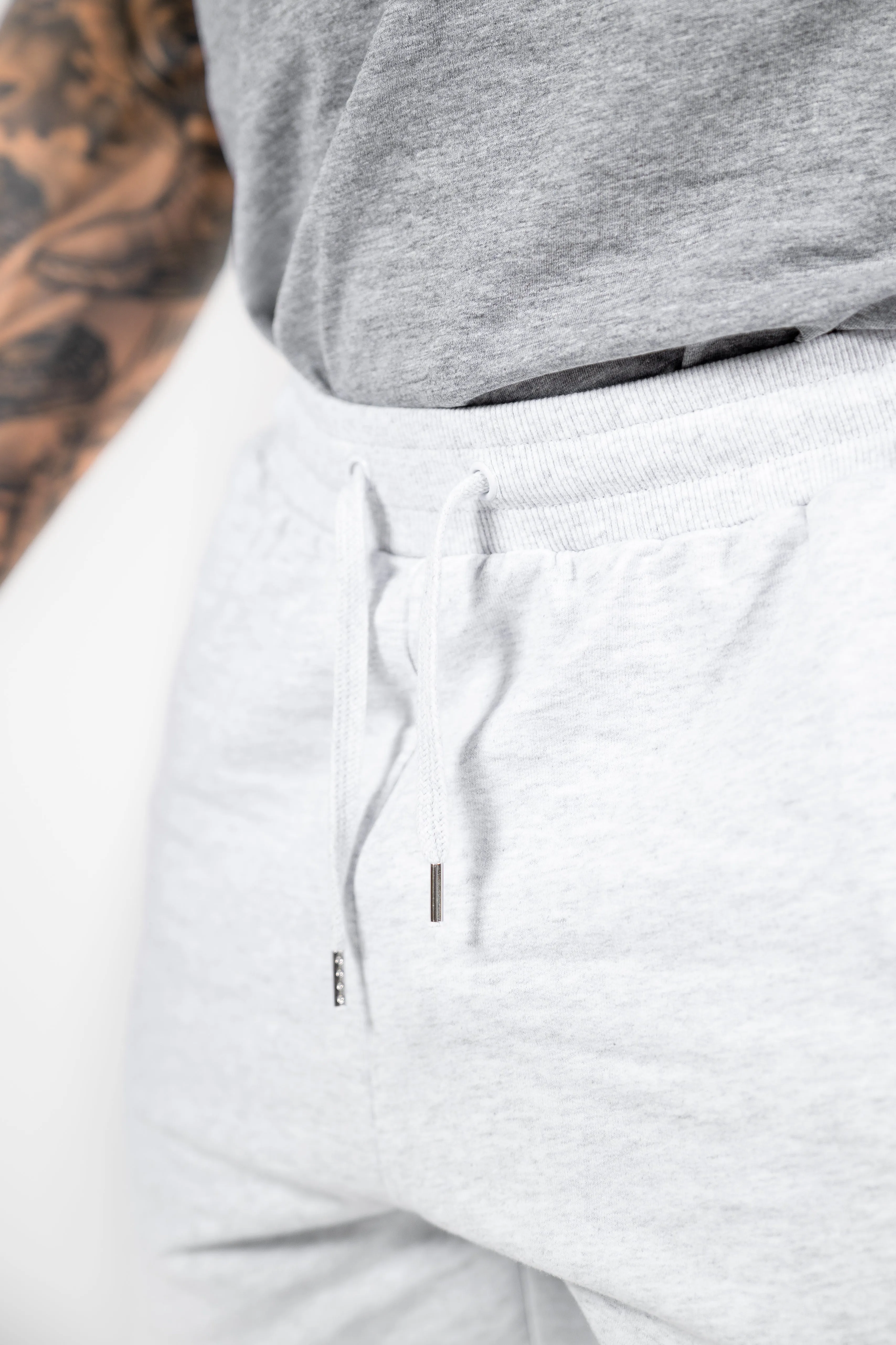 WKND Mens Comfort Shorts - White Heather w/ Purple