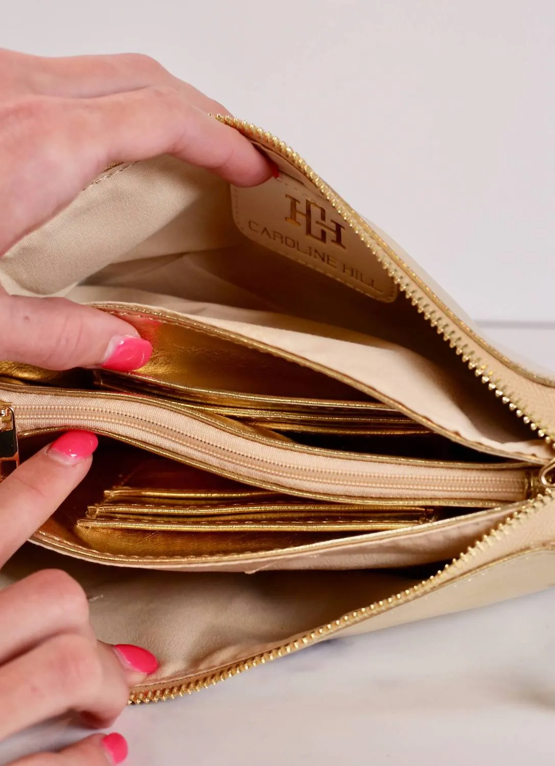 Women's 3 Compartment Crossbody Bag In Gold