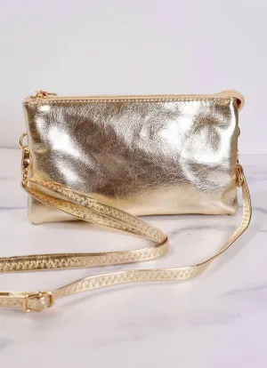 Women's 3 Compartment Crossbody Bag In Gold