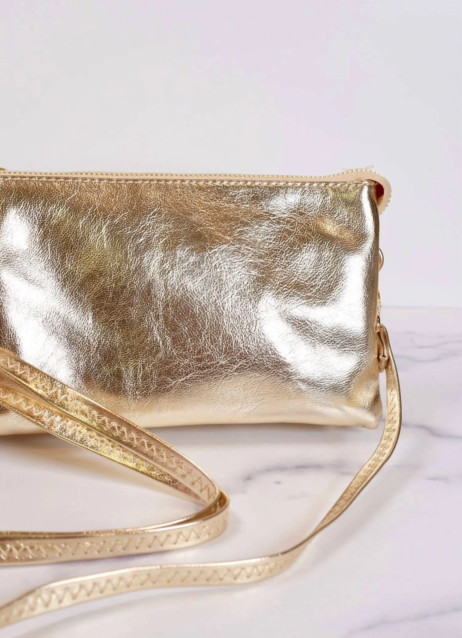 Women's 3 Compartment Crossbody Bag In Gold