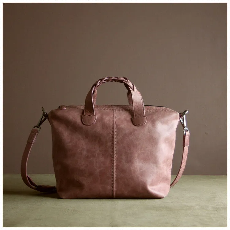Womens Black Leather Work Handbag Purse Unique Leather Work Shoulder Purse for Ladies