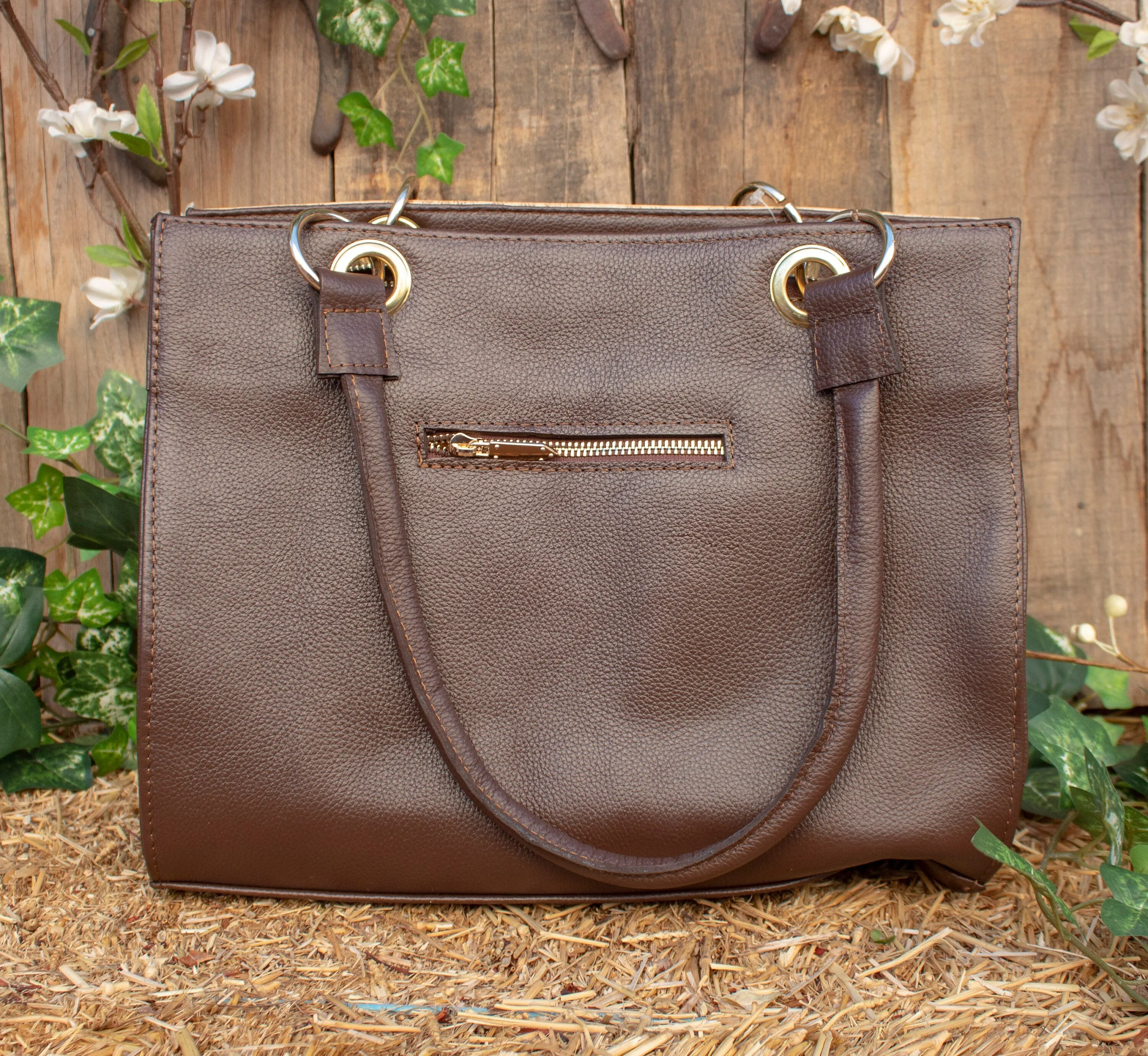 WOMENS HORSE STAMPED Hand tooled full grain leather Cowgirl tote bag purse