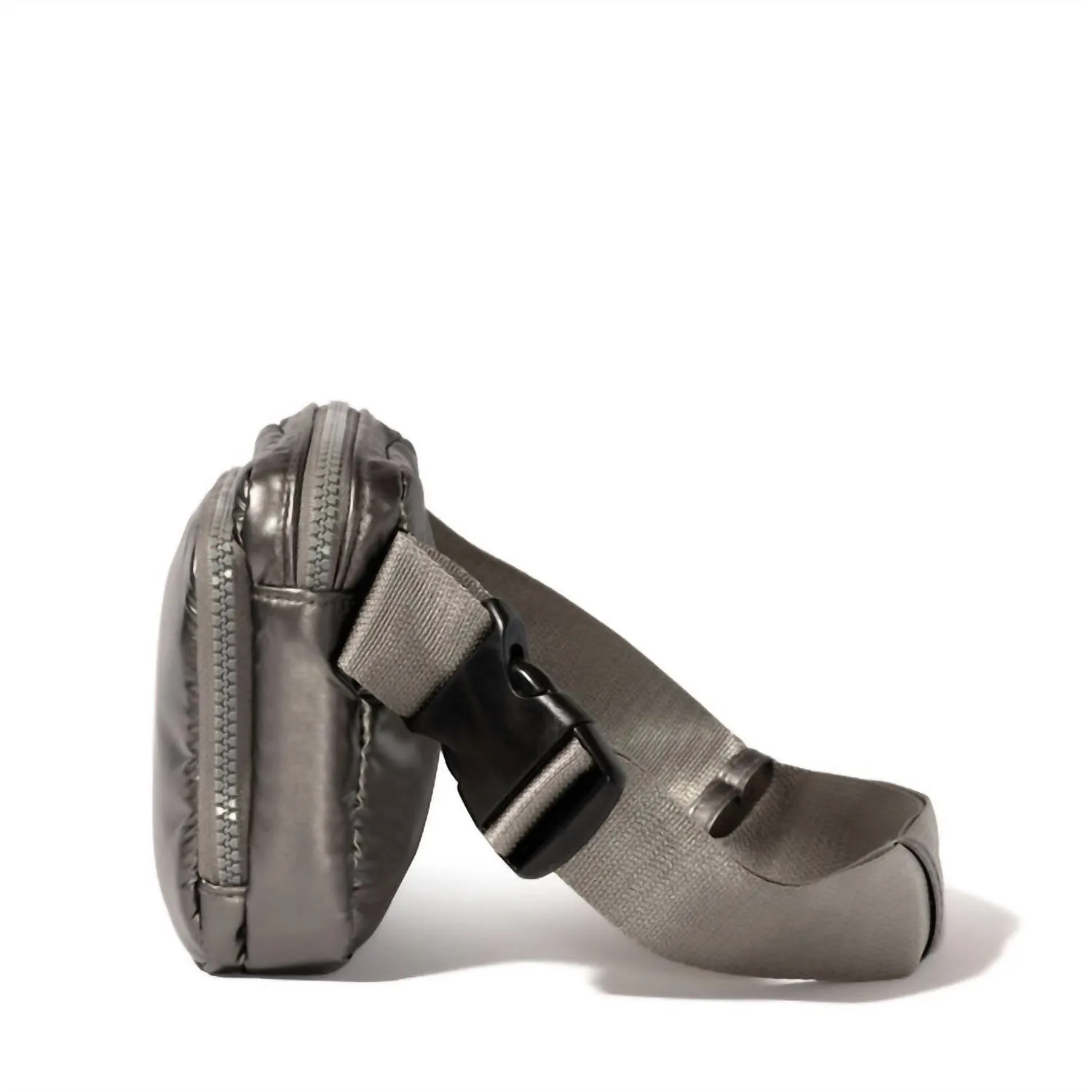 Women's Modern Belt Sling Bag In Grey Puff
