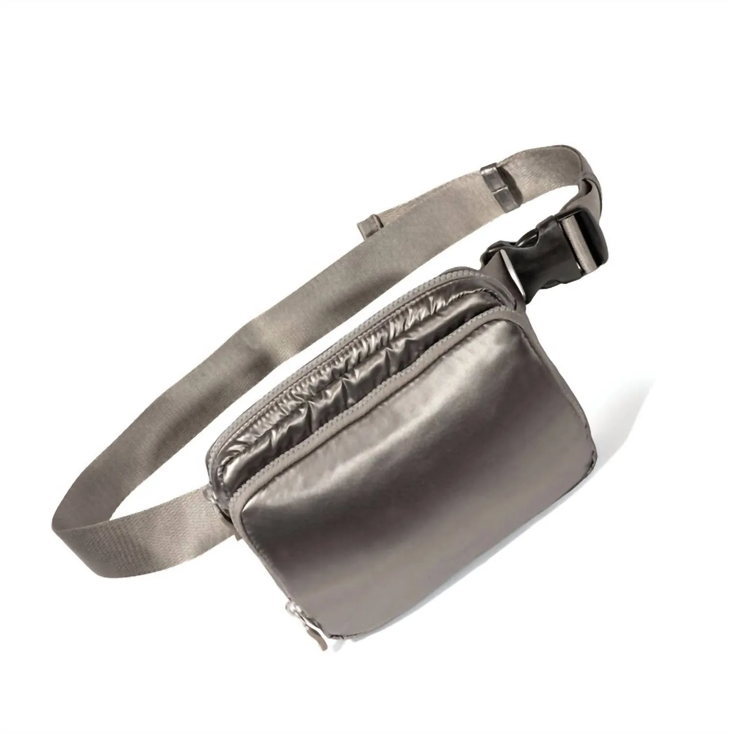 Women's Modern Belt Sling Bag In Grey Puff