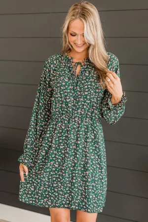 Wonderful Weekend Floral Dress- Hunter Green
