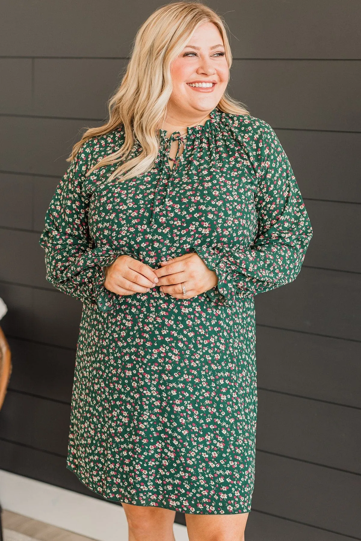 Wonderful Weekend Floral Dress- Hunter Green