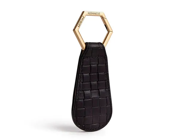 Woven Leather Hat Clip in Black