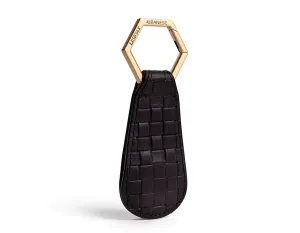 Woven Leather Hat Clip in Black