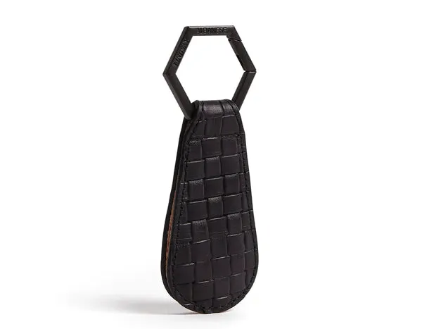 Woven Leather Hat Clip in Black