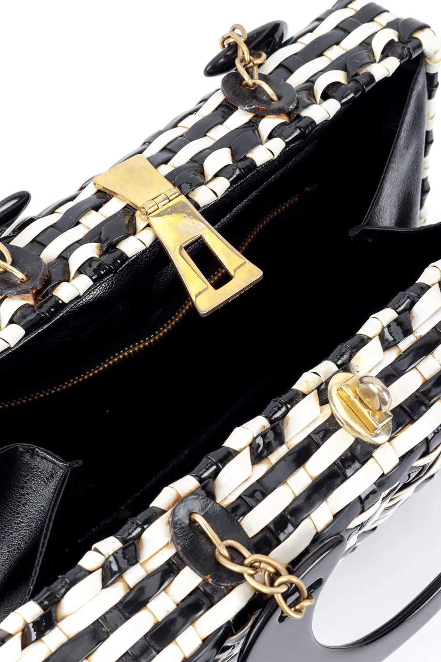 Woven Stripe Vinyl Handbag