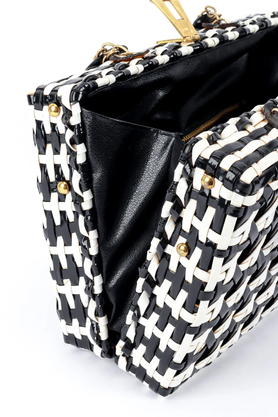 Woven Stripe Vinyl Handbag