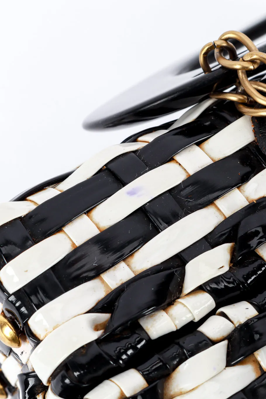 Woven Stripe Vinyl Handbag