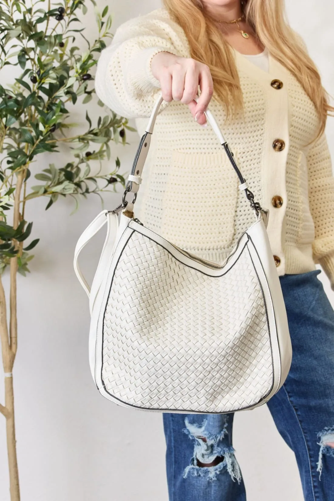 Woven Vegan Leather Handbag