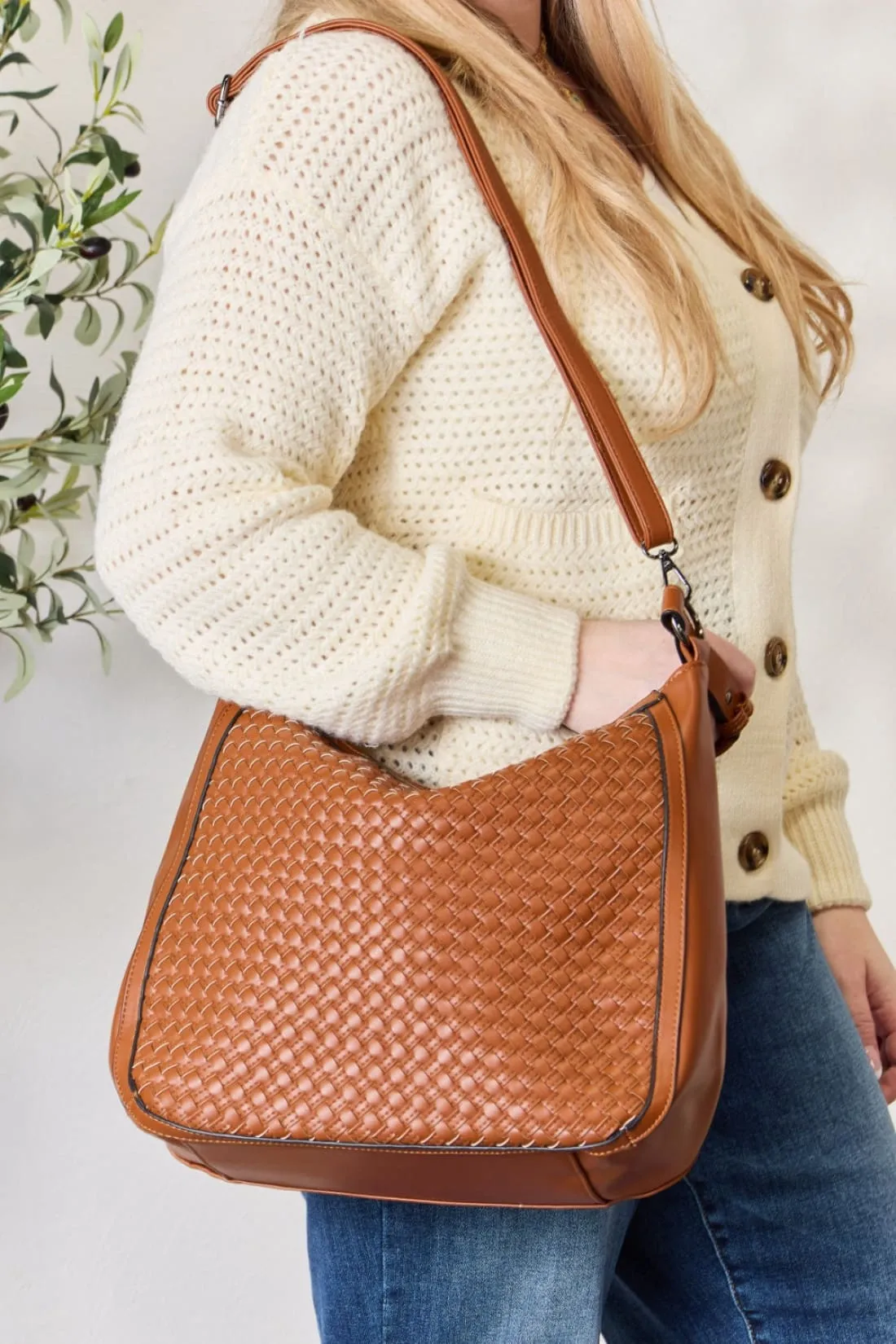 Woven Vegan Leather Handbag