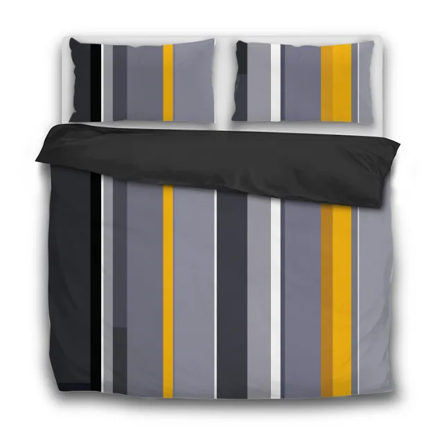 YELLOW & GREY 3 Pcs DESIGNER BEDDDING SETS