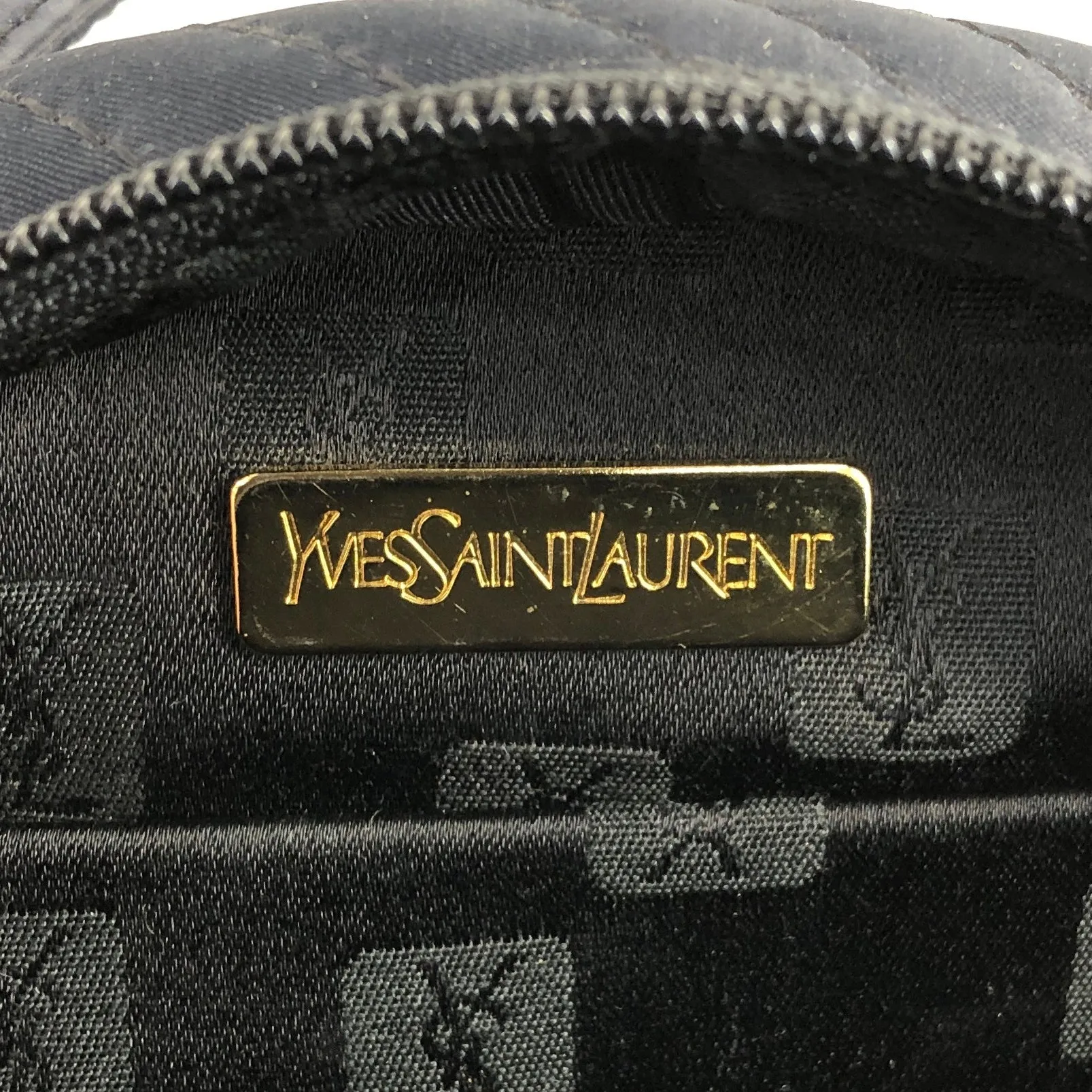 Yves Saint Laurent YSL Logo Handbag Navy Vintage 5e5iya