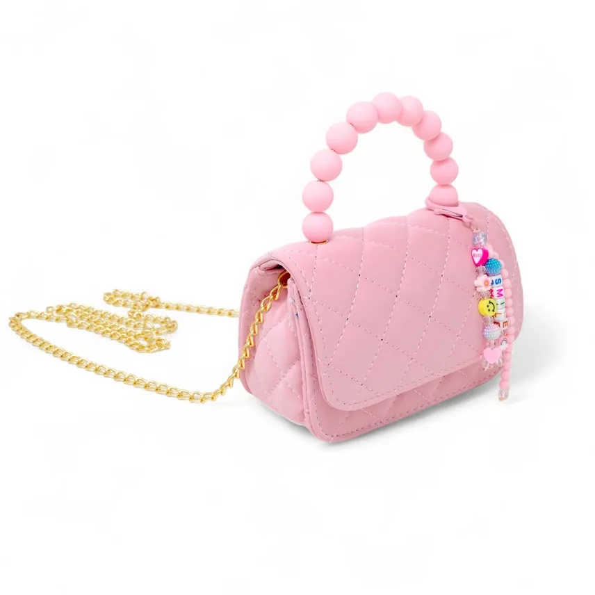Zomi Gems Pearl Handle Message Charm Handbag For Kids - Pink
